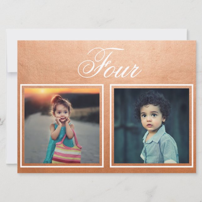 Bride Groom Age Elegant Rose Gold Table Number (Front)