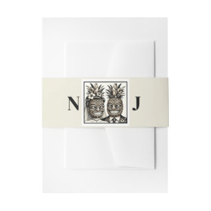 Bride & Groom Aloha Pineapple Tiki Wedding Invitation Belly Band