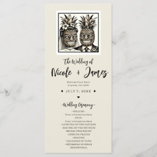 Bride & Groom Aloha Pineapple Tiki Wedding Program