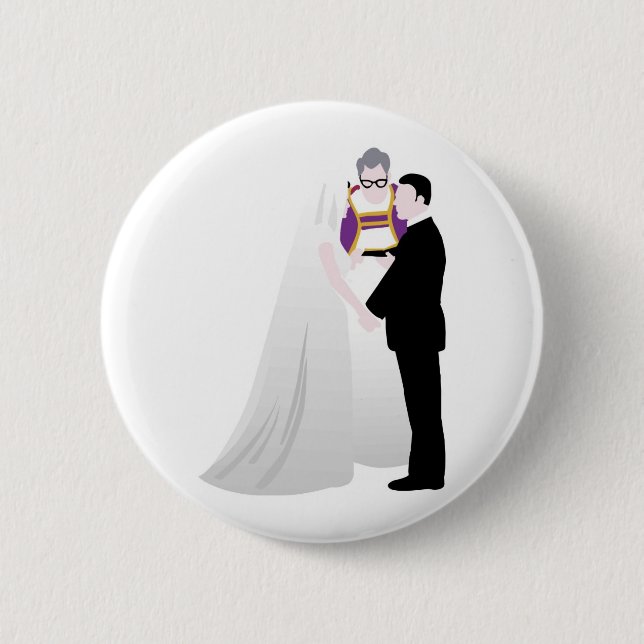 Bride, Groom and Officiant 6 Cm Round Badge (Front)