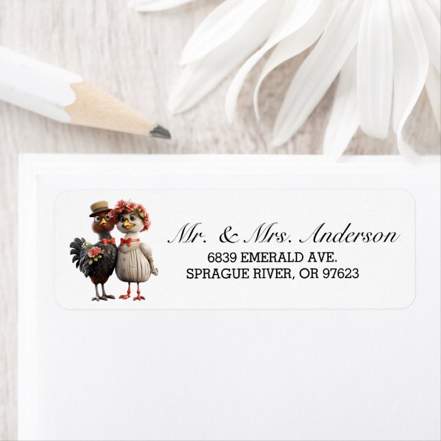 Bride Groom Bird Couple Address Label Return Address Label (Insitu)