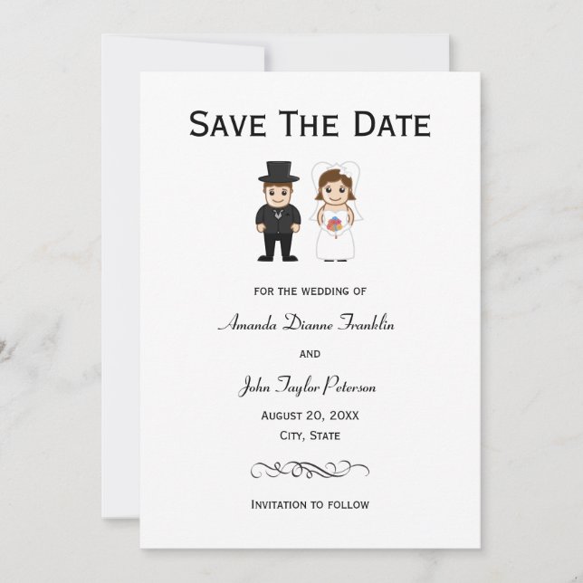 Bride & Groom Black Stripes - Save the Date (Front)
