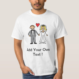 Bride & Groom Cartoon - Add Your Own Message T-Shirt