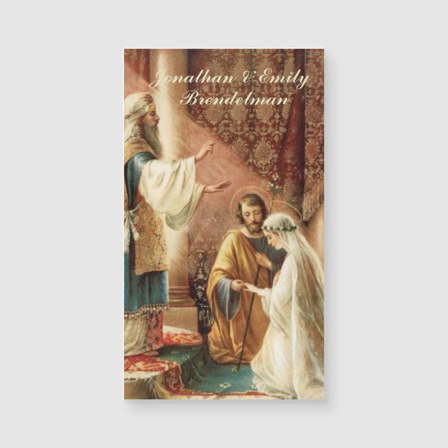 Bride Groom Catholic Wedding Favours Magnetic Card (Front)