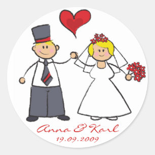 Bride & Groom Cute Couple Mr & Mrs Wedding Sticker
