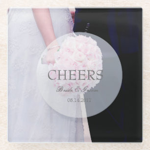 Bride & groom- Editable Wedding Cheers Glass Coaster