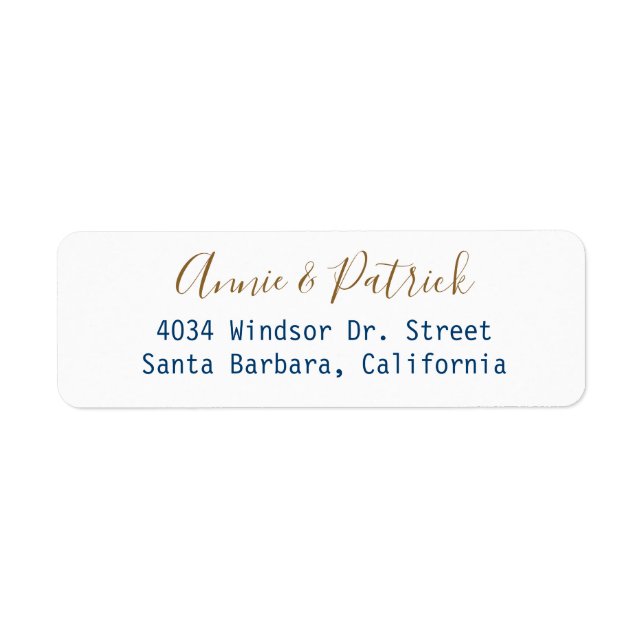 Bride & groom elegant names return address return address label (Front)