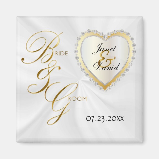 Bride & Groom Elegant Wedding Keepsake Magnet (Front)