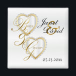 Bride & Groom Elegant White Wedding Keepsake Magne Magnet<br><div class="desc">Wedding Day Favour Magnets. A Wedding Day Keepsake from the Bride and Groom ready to personalise. If need be... you can delete all text and start fresh with your own text, colour and font choices with the Zazzle design tool area. ✔Note: Not all template areas need changed. 📌If you need...</div>