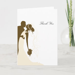 Bride & Groom Embrace - Cream Thank You Card