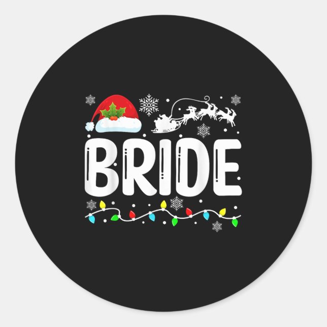 Bride Groom Engagement Wedding Couples Christmas P Classic Round Sticker (Front)
