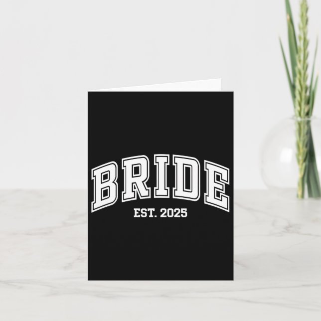 Bride Groom Est. 2025 Retro Just Married Couples W Card (Front)