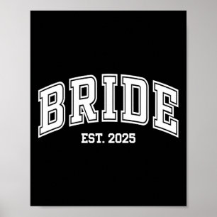 Bride Groom Est. 2025 Retro Just Married Couples W Poster