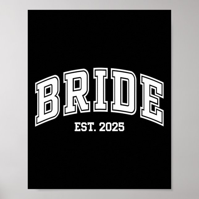 Bride Groom Est. 2025 Retro Just Married Couples W Poster (Front)