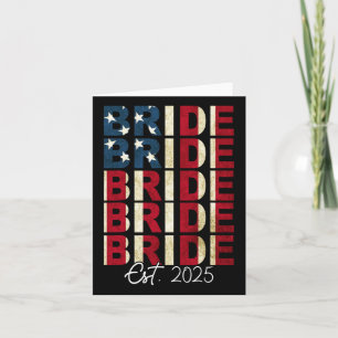 Bride Groom Est. 2025 Us Flag Just Married Couples Card