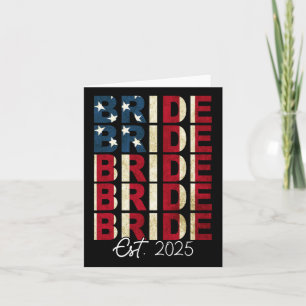Bride Groom Est. 2025 Us Flag Just Married Couples Card