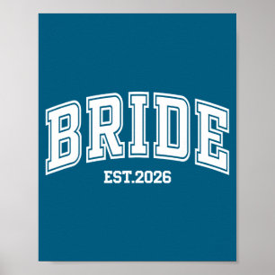 Bride groom est 2026 retro married couples wedding poster