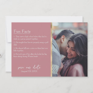 Bride & Groom Facts Photo on Dusty Pink Invitation