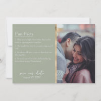 Bride & Groom Facts Photo on Sage Green