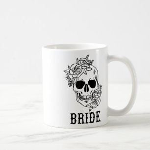 Bride Groom Floral Skull Halloween Wedding Bachelo Coffee Mug