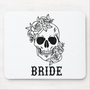 Bride Groom Floral Skull Halloween Wedding Bachelo Mouse Pad