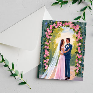 Bride & Groom Garden Arch Floral Wedding Card