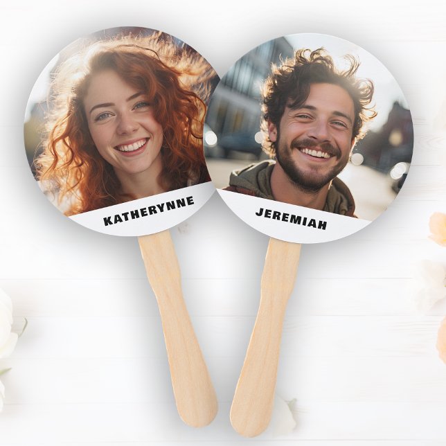 Bride Groom Her Him Photo Wedding Shower Game Hand Fan (Bride Groom Her Him Photo Wedding Shower Game Paddle Hand Fan)