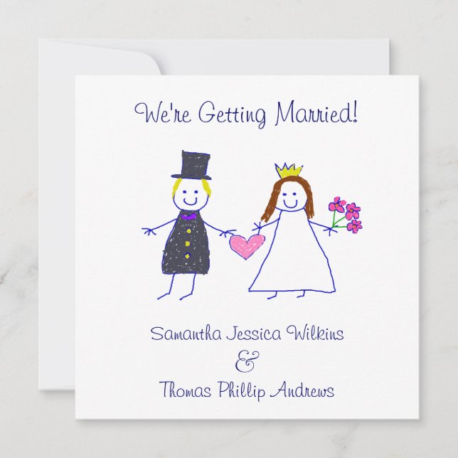 Bride & Groom Holding Heart Invitation (Front)