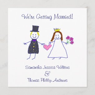 Bride & Groom Holding Heart Invitation