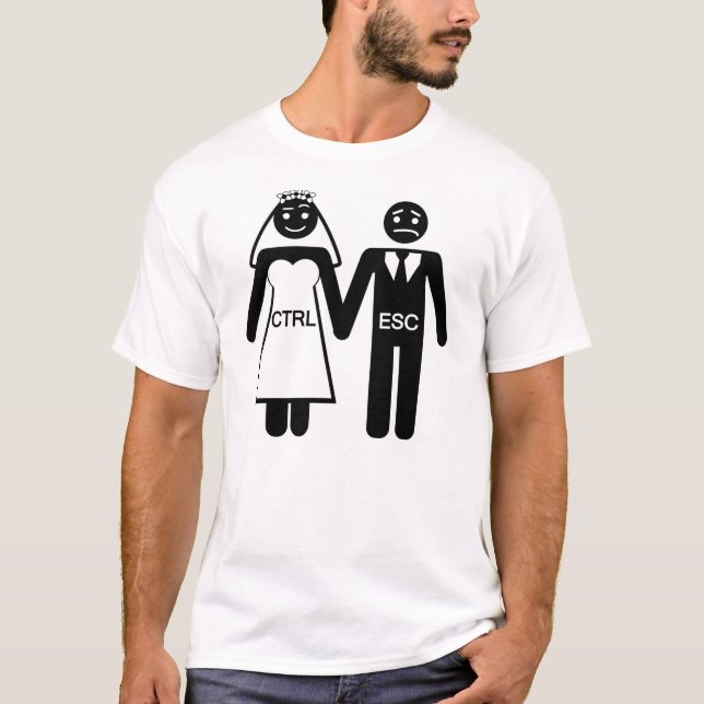 Bride Groom humourous figures T-Shirt (Front)