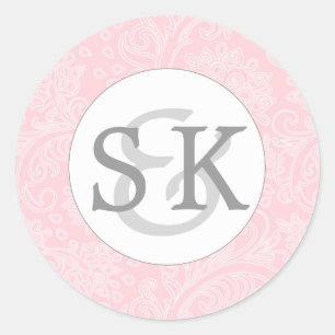 Bride Groom initials monogram envelope seal pink