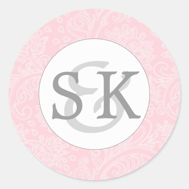 Bride Groom initials monogram envelope seal pink (Front)