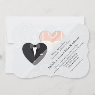 Bride & Groom Inside Heart Wedding Invitation