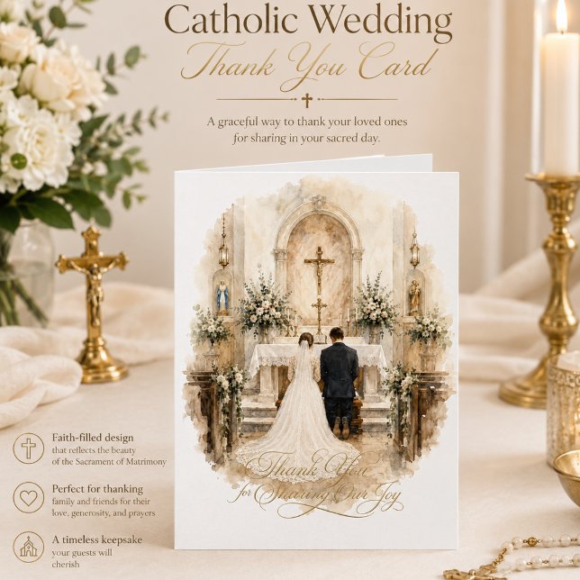 Bride & Groom Kneeling at Altar Wedding Card (Creator Uploaded)