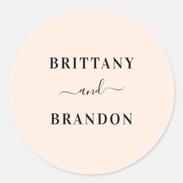 Bride & Groom Modern Wedding Blush Favour Seal (Front)