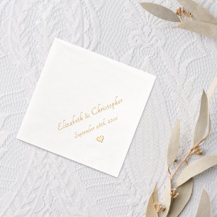 Bride Groom Monogram Wedding Date Party Cocktail Foil Napkins