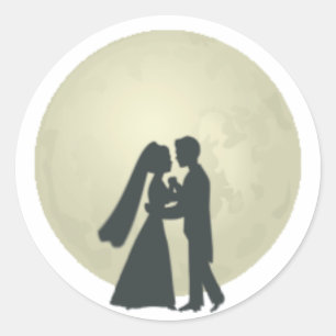 Bride & Groom Moonlight Dance Classic Round Sticker