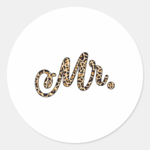 Bride Groom Mr Leopard Print Wedding Matching Coup Classic Round Sticker