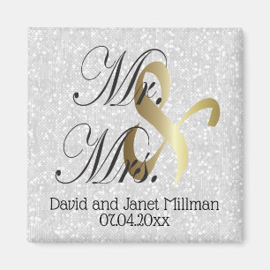Bride & Groom Mr & Mrs Wedding Keepsake Magnet