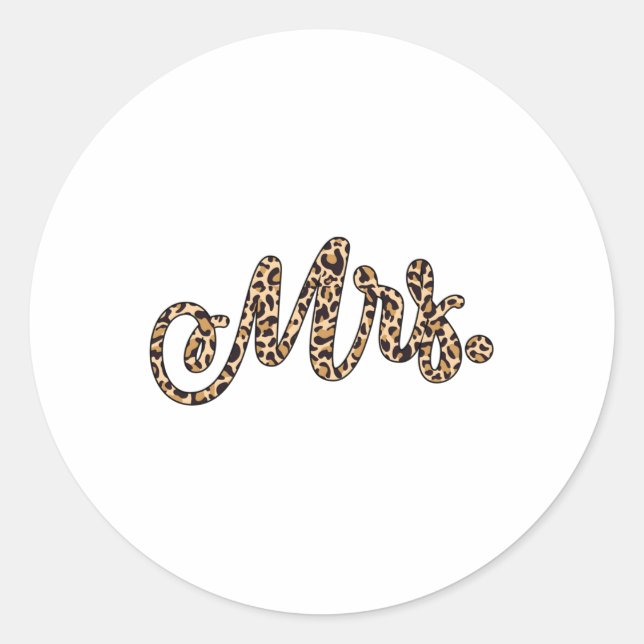 Bride Groom Mrs Leopard Print Wedding Matching Cou Classic Round Sticker (Front)