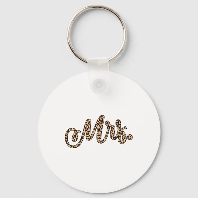 Bride Groom Mrs Leopard Print Wedding Matching Cou Key Ring (Front)