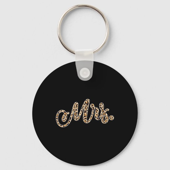 Bride Groom Mrs Leopard Print Wedding Matching Cou Key Ring (Front)