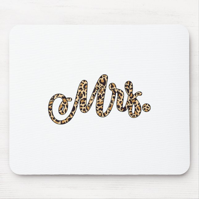 Bride Groom Mrs Leopard Print Wedding Matching Cou Mouse Pad (Front)