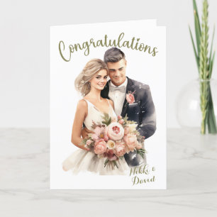 Bride & Groom Names Custom Wedding Congratulations Card