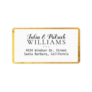 bride groom names home address label with border