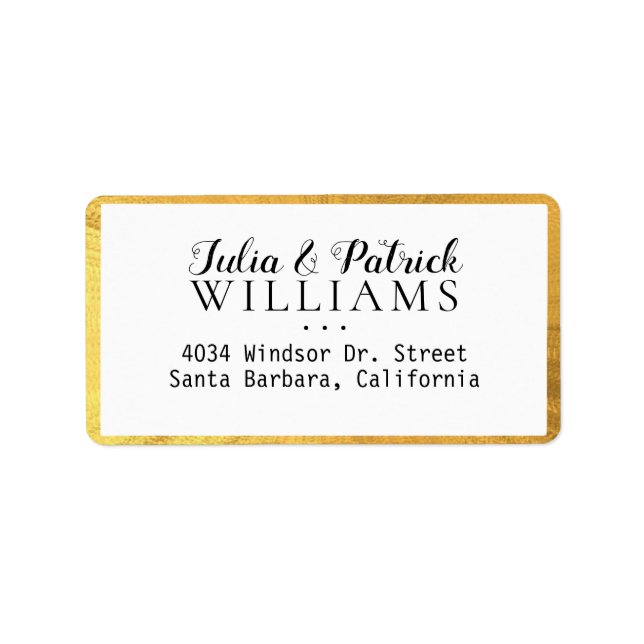 bride groom names home address label with border (Front)