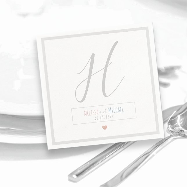 bride groom names on chic white wedding napkin (Creator Uploaded)