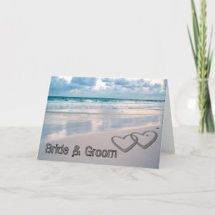 Bride & Groom Names Written in the Sand Card