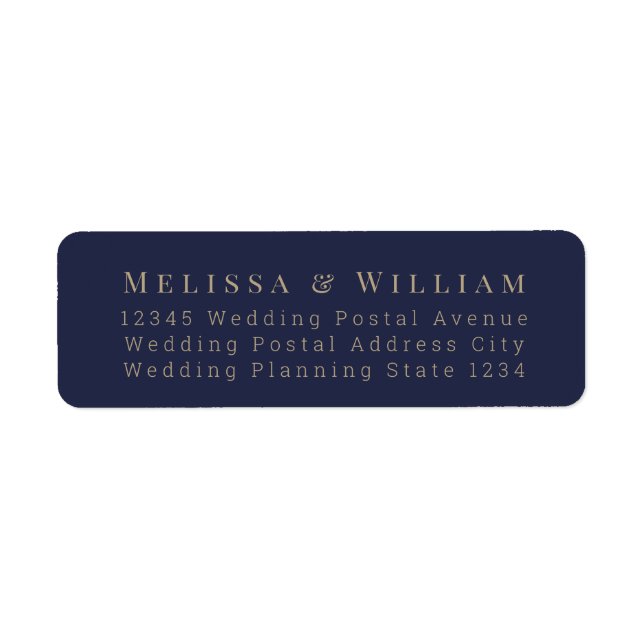 Bride Groom Navy Elegant Wedding Return Address Label (Front)