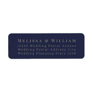 Bride Groom Navy Elegant Wedding Return Address Return Address Label